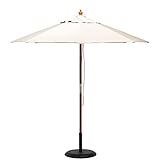 木製パラソル 210cm ベースセット｜パラソル 日よけ おしゃれ 自立式 オーニング シェード 土台付 アイボリー(BF-022-SET-S2)
