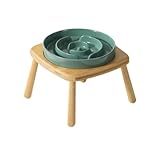 Klivex 早食い防止ボウル スタンド付き 早食い防止 食器 犬 滑り止め 犬 食器 嘔吐防止 犬 ご飯台 首負担軽減 犬 餌入れ 陶器製 フードボウル 犬 大容量 陶器製 犬 えさ 皿 えさ入れ 台付き 小型犬 中型犬 大型犬 猫 食べやすい 洗い お手入れ簡単 大きい 小型 2個 セット (ダークグリーンのシングルボウル,15.5CM/850ML)