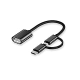 Akkerds Type-C USB to USB-A変換アダプタ Micro OTGデータケーブル（2-in-1）Type-cアダプタ 18cm
