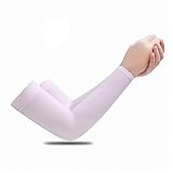 [KA.WeiChen] アームカバー 冷感 uvカット 夏 日焼け防止 涼しい 滑り止め 吸汗速乾 薄さ アームスリーブ バレーボール サイクリング 釣り スポーツ ゲーミング ランニング 男女兼用 両腕入り (ピンク)