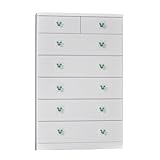 アルファタカバ ディズニー家具シリーズ セレクトミッキー 80cm幅6段ホワイト 取っ手北欧グリーン