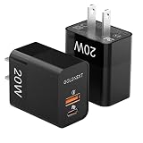 GOLDNEXT 20W PD 急速充電器 2個セット USB-A&USB-C 充電器 Type-C 2ポート 高速充電器 PSE技術基準適合/PD3.0/QC3.0/PPS規格対応 タイプC 充電器 ACアダプター Android/iOS/タブレット対応 スマホ充電器 iPhone 14 Pro Max/13/12/iPad/ SHARP /Pixel/SONY Xperia（ブラック）