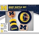 Michigan Wolverines Wooden Baby Rattle Set