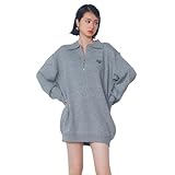 [エモダ] ハーフジップ オーバー ミニ ワンピース EMD ハート ロゴ 刺繍 ハーフジップ ワンピ ミニワンピ 042450370101