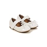 Kids夢ベビー女の子ホワイトキルト風リボンストラップメアリージェーンドレスシューズ3 – 4 Baby カラー: ホワイト