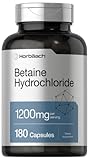 Betaine HCl 1200mg | 180 Capsules | Betaine Hydrochloride Supplement | Non-GMO, Gluten Free | by Horbaach