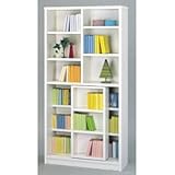 【サンニード】大容量スライド本棚 OP-180 ホワイト 幅90 奥行29 高さ180cm 木製 L1