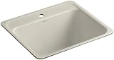 Kohler K-6663-1U-G9 Glen Falls Undercounter Utility Sink with One-Hole Faucet Drilling, Sandbar [並行輸