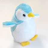 ぬいぐるみ ペンギン 押し笛入り 音が鳴る ぺんぎん 黒 ピンク ブルー 14cm (ブルー)