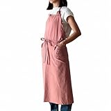 [DXTOXS] 首掛け リネン カフェ風 シンプル おしゃれ ナチュラル 北欧風 無地 おしりが隠れる ポケット付き 男女兼用