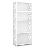 カラーボックス 4段 Finether ラック 本棚 組み立て式 収納ラック 大容量 文庫本収納ラック おしゃれ 透かし彫り 小物入れ ホワイト YJ100-WPC