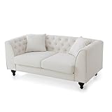 LOWYA （ロウヤ） ソファ 2.5人掛け ろくろ脚 アンティーク調デザイン ファブリック クッション2個付き エレガント クラシック デザイン アイボリー おしゃれ 新生活