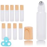 (アウプル) アロマボトル 10ml 10本セット すりガラス ロール オン ガラス アロマ瓶 スチールボール瓶 アロマ オイル 用 瓶 (ロールオン透明)