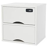 【2個セット】 鍵付きチェスト キューブボックスα 木製 2段引き出し ダイヤル錠1個タイプ 収納ボックス 引き出し ４段 小型 安い (ホワイト)