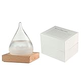 Pawaca ストームグラス テンポドロップ ガラス天気予報ボトル ストーム瓶 Tempo Drop Small 気象予報機 結晶観察器 しずく型 水滴状 木座有り インテリア 創意的な贈り 並外れ 