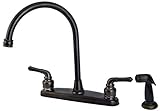 8" Kitchen Deck Faucet, 2-handle, Oil Rubbed Bronze Finish, Washerless Cartridge - By Plumb USA [並行輸