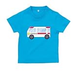 BabyChips 救急車(名入れ半袖ベビーTシャツ) 100 ターコイズ