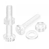 uxcell M5 x 30mm プラス小ネジ ナット ナットと平ワッシャー付き プラスチック PC皿頭小ボルト 透明 20セット