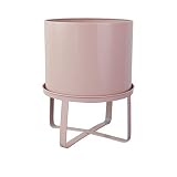 ZYH 鍛鉄製装飾フラワースタンド、フロアフラワースタンド5色円筒形大植生金属2サイズ 省スペース (色 : Pink, サイズ さいず : 38 * 28 * 28cm)