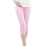 6色 選べます L サイズ やわらか のびのび マタニティ レギンス パンツ 7分丈 スパッツ (ピンク)