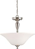 Nuvo 60/1827 Brushed Nickel Semi-Flush Dome with Satin White Glass [並行輸入品]
