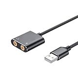 USBオーディオ変換アダプタ外付けサウンドカードデュアルTRS 3極3.5 mmイヤホン/マイクジャックPS 4/PS 5/PC/ノートパソコンなどに対応するイヤホンアダプタ（ブラック）