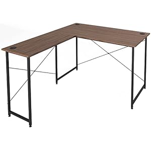 L字デスク パソコンデスク L字型 コーナーデスク ワークデスク PCデスク ケーブル通し穴つき オフィスデスク 机 テレワーク デスク ゲーミングデスク 省スペース 勉強机 学習デスク 在宅勤務 組立簡単 (ブラック、ナチュラルカラー、ブラウン3色展開, 幅140x奥行120x高さ74…