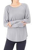 [necker] ヨガウェア レディース トップス 長袖 Tシャツ スポーツウェア 伸縮 ストレッチ 速乾 吸汗 ヨガ ホットヨガ (M, グレイッシュブルー)