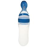 Lovoski ベビー　シリコン　摂食　スプーン　フィーダー　離乳ボトル　ボトル　哺乳瓶　全3サイズ - 青