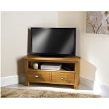 DUrable Wiltshire Oak Corner TV Unit by ChoicefullBargain