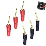 TVETE バナナ端子 スピーカー端子 ピン 端子 オーディオ【 6個入り】2mmピン型オーディオ ピンプラグ ねじ込み式 無はんだ端子 曲面 純銅 ターミナル 金メッキ