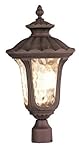 Livex Lighting 7659-58 Outdoor Post with Hand Blown Light Amber Water Glass Shades, Imperial Bronze 