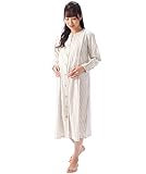83180 Nishiki(ニシキ) ルームサプリ マタニティ ネグリジェ パジャマ 長袖 授乳口付き 前開き レディース 秋 春 ソフトビエラ素材 綿100％ 産前 産後 【ｽﾄﾗｲﾌﾟ（H）/M】