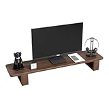 モニター台 角なしモニター台 液晶モニター台 モニタースタンド 幅４０/５０/６０/８０/１００/１２０cm＊奥行２０cm＊高さ５/１０cm 天然木 木製 木目調 高さ調整 プリンター台 パソコン台 PC台 デスク収納 キーボード収納 マウス収納 作業台 卓上 机上台 オフィス収納 デスク上置棚 (ブラウン,100*20*12cm)