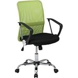 デスクチェア(椅子)/メッシュバックチェアー ガス圧昇降機能/肘掛け/キャスター付き グリーン（緑）【代引不可】