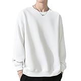 [SLEEPSINERO] トレーナー メンズ スウェット 冬服 【ゆったり体型カバー・着痩せ】 大きいサイズ クルーネック 綿 長袖tシャツ カジュアル コットン 無地 パーカー ベーシック おしゃれ 秋冬春 スポーツ 通勤通学 登山 (L,ホワイト)