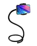 SnakeHolder スマホホルダー 自立する万能スマホスタンド フレキシブルアーム スマホ首対策 寝ながら 首掛け 卓上 床置き 360度回転 角度調整可能 長さ94cm シリコンアーム 在宅勤務 ウェブ会議 オンライン授業 ベッド 車 自転車 ベビーカー 自撮り 三脚 iPhone/Android 4.0～6.7インチ画面対応 (ブラック)
