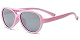 Real Kids Shades Sky Flex Fit with Mirror Sunglasses (Lens 2 Plus, Pink Aviator/Silver) by Real Kids