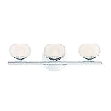 Eurofase MarcheエッチングガラスGlobe 3 LED Vanity Bathbar、クローム仕上げ、曇りガラスシェード、19.25インチ – モデル31794 – 015