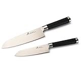 Zhen Japanese高炭素Forgedステンレススチール7 "と5 "三徳ナイフセット