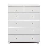 アルファタカバ ベビータンスシリーズ ブロッサムキャスター付きチェスト 80cm幅5段 ホワイト(クリスタルクリア)