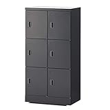 エフワークス(F Works) スチール製スリッパ&amp;シューズロッカー 2列3段6人用 ブラック 幅60×奥行38×高さ116.2cm 274676