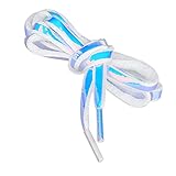 [Elerevyo] 靴紐 靴ひも 丸型 シューレース おしゃれ 反射ストライプ 男女兼用 2 足 ホワイトネオン 140cm