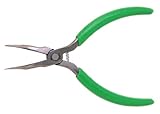 Xcelite CN7776 Curved Long Nose Plier, Serrated Jaw, 6 Length, 1-23/64 Jaw Length, Green Cushion Gri