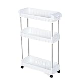 キッチンワゴン ルーチェワゴンテーブルスリム キャスター付 ホワイト (3段スリム 48*17*70cm)