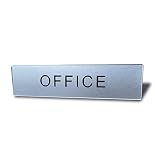 Seagron OFFICE ドアプレート ステッカー シルバー 14×3.5cm オフィス 室名札 アクリル製 サインプレート 両面テープ付き (1枚入り)