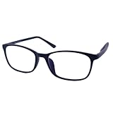 EVERNEVER ブルーライトカットメガネ 大きめ Lサイズ マットブラック スクエア フルリム メンズ PCメガネ