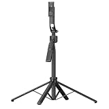 スマホ用自撮り棒 ブルートゥース リモコン 四角スタンド付き – 6段階伸縮 最大163cm 高安定ジンバル – 360°追跡・顔認識・Vlog／TikTok／旅行撮影対応 (C18 黒)