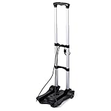 オートヴィヴィッド　折りたたみハンドルキャリー　アルミ製　軽量　省音キャスター　4段伸縮可能　荷崩れベルト2本付き　シルバー