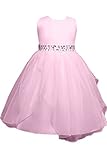 (アイビードレシング) Ivydressing 子供ドレス パーティードレス ウェディング フラワーガールドレス ジュニアドレス 披露宴 発表会 演奏会 ガールズ ラウンドネック ベルト飾り-120-
